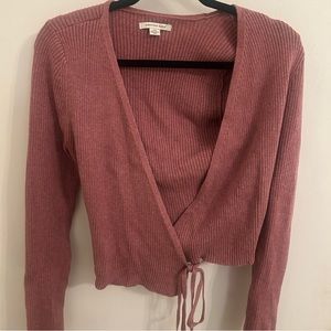 Ballet wrap cropped cardigan, size large.